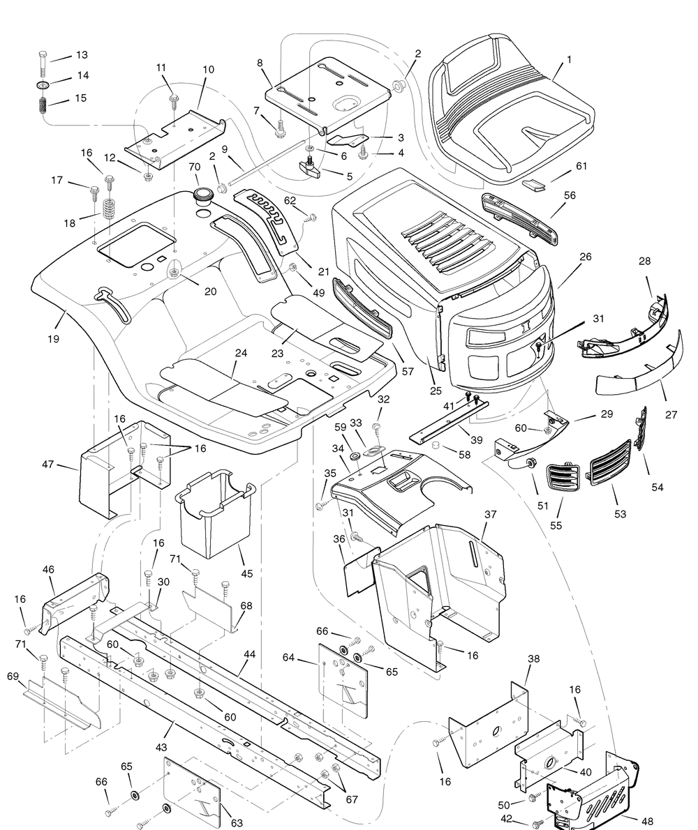 Chassis And Hood Diagram and Parts List for 7800321-405628X151 2008 Briggs and Stratton Lawn Tractor